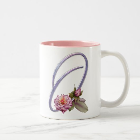 Tasse 2 Couleurs Monogramme rose O de roses (Droit)