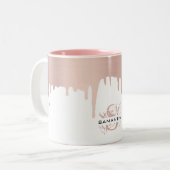 Tasse 2 Couleurs Monogramme Rose tendance Pink Gold (Devant gauche)