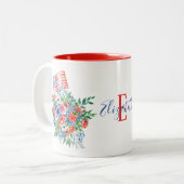 Tasse 2 Couleurs Monogramme Rouge Blanc Et Bleu 4 juillet (Devant gauche)