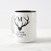 Tasse 2 Couleurs Monogramme rustique Deer Best Man Groomsman Propos (Devant gauche)