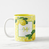 Tasse 2 Couleurs Monogramme rustique pays citron aquarelle pois (Gauche)
