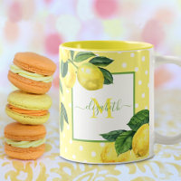 Monogramme rustique pays citron aquarelle pois