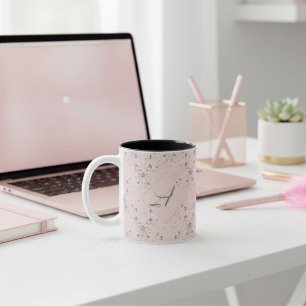 Tasse 2 Couleurs Monogramme simple Elegant Blush Parties scintillan