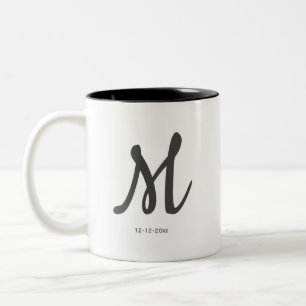 Tasse 2 Couleurs monogramme simple personnalisé ajouter votre nom m