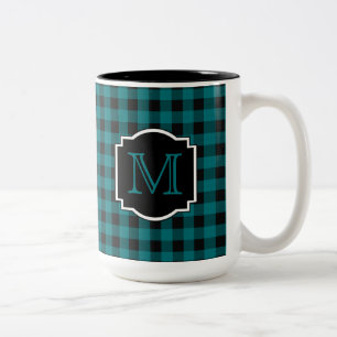 Tasse 2 Couleurs Monogramme turquoise et noir