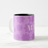 Tasse 2 Couleurs monogramme unique violet clair nom initiales (Devant gauche)