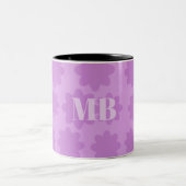 Tasse 2 Couleurs monogramme unique violet clair nom initiales (Centre)