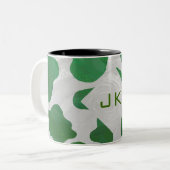 Tasse 2 Couleurs Monogramme vert et blanc de vache (Devant gauche)