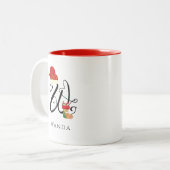 Tasse 2 Couleurs Monogramme W Initial Élégant Moderne Noël Script (Devant gauche)