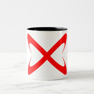 Tasse 2 Couleurs Monogramme X Lettre Rouge Élégant