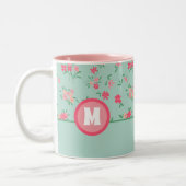 Tasse 2 Couleurs Monogrammes Tons Rose Dainty Fleurs (Gauche)