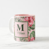 Tasse 2 Couleurs Monographie tropicale rose et monographie Flamant (Devant gauche)