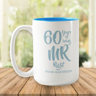 Tasse 2 Couleurs Monsieur Right Fun 60e Anniversaire de Mariage de