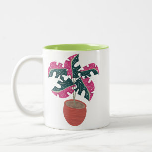 Tasse 2 Couleurs Monstera Plante rose vert
