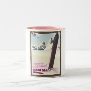 Tasse 2 Couleurs mont blanc poster de voyage de snowboard.