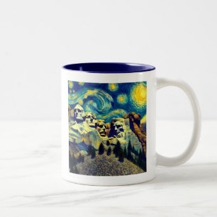 Tasse 2 Couleurs Mont Rushmore de nuit étoilée, Dakota du Sud
