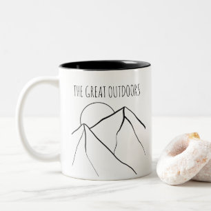 Tasse 2 Couleurs Montagnes de dessin au trait La grande nature