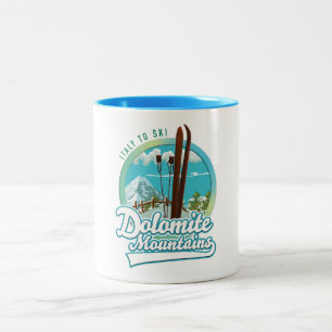Tasse 2 Couleurs montagnes de dolomite italie logo ski 
