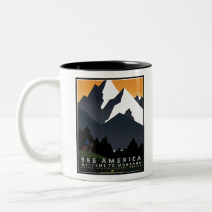 Tasse 2 Couleurs Montana Paysage Art Non Identifié Photos Vintages 