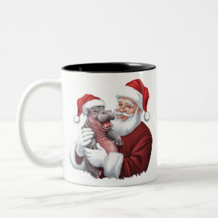 Tasse 2 Couleurs Moodeng Noël Funny Père Noël Vintage