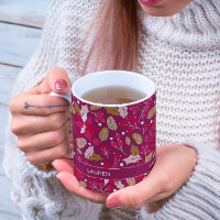 Moody moderne Festive Pink Poinsettia Folk Motif