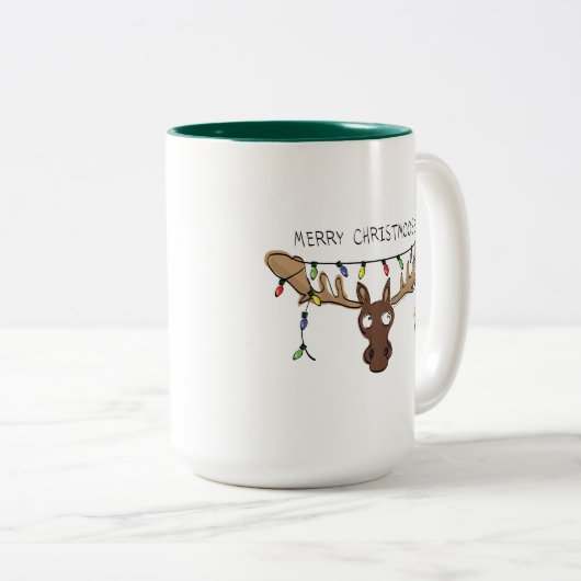 Tasse 2 Couleurs Moose Cute Funny Noël (Devant droit)