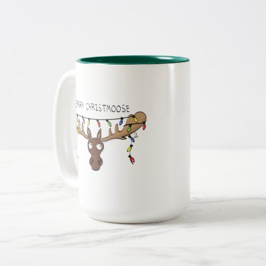 Tasse 2 Couleurs Moose Cute Funny Noël (Devant gauche)