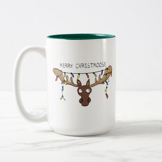Tasse 2 Couleurs Moose Cute Funny Noël (Gauche)