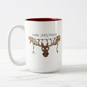 Tasse 2 Couleurs Moose Cute Funny Noël