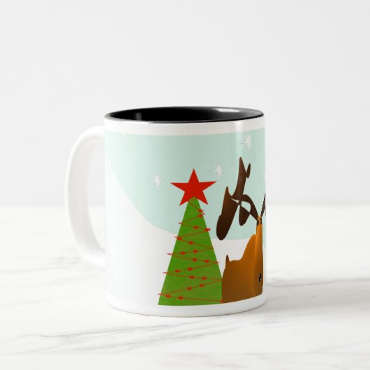 Tasse 2 Couleurs Moose de Noël (Devant gauche)