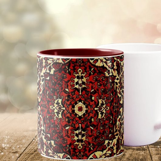 Tasse 2 Couleurs Moquette persane look rouge foncé et crème