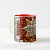 TASSE 2 COULEURS MORGAN ~ PATCHWORK ~ MOTIF DE NOËL ~ (Devant gauche)