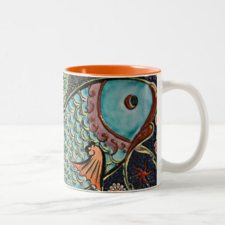 Tasse 2 Couleurs Mosaïque Poisson Carrelage Art céramique Coloré Dé