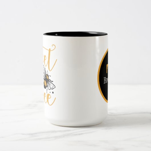 Tasse 2 Couleurs mot d'abeille doux ajouter monogramme (Centre)