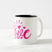 Tasse 2 Couleurs Mot d'amour rose (Devant droit)