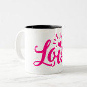 Tasse 2 Couleurs Mot d'amour rose (Devant gauche)