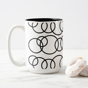 Tasse 2 Couleurs Motif à bulles de cercles noir et blanc