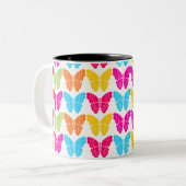 Tasse 2 Couleurs Motif à papillon arc-en-ciel mignon (Devant gauche)