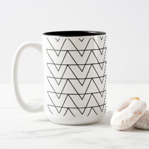 Tasse 2 Couleurs Motif à rayures chevron noir et blanc