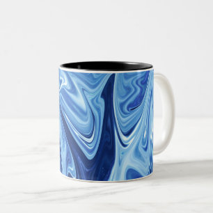 Tasse 2 Couleurs Motif abstrait liquide bleu