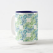 Tasse 2 Couleurs Motif abstrait vert et bleu (Devant gauche)