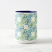 Tasse 2 Couleurs Motif abstrait vert et bleu (Centre)