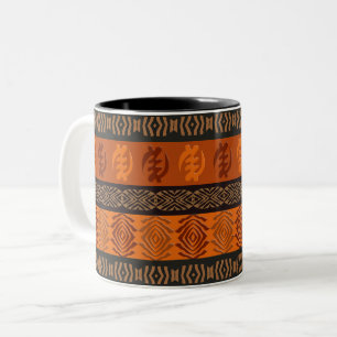 Tasse 2 Couleurs Motif africain ethnique avec des simbols d'Adinkra