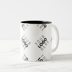 Tasse 2 Couleurs Motif alterné de logo ou d'image d'entreprise Bl