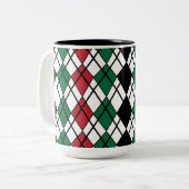 Tasse 2 Couleurs Motif Argyll Noir Vert Rouge (Devant gauche)