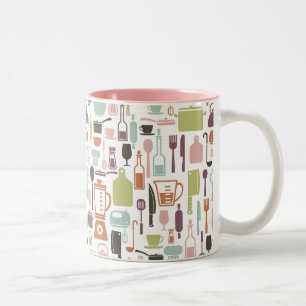 Tasse 2 Couleurs Motif avec icônes de cuisine colorées