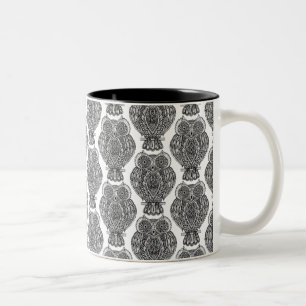 Tasse 2 Couleurs Motif avec le griffonnage de hiboux