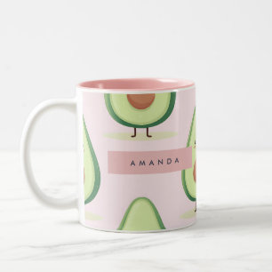 Tasse 2 Couleurs Motif Avocado personnalisé mignon souriant