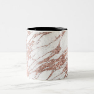 Tasse 2 Couleurs Motif blanc et rose élégant chic de marbre d'or