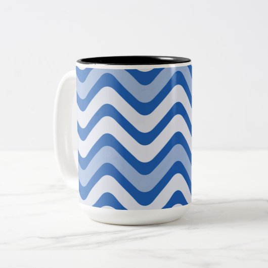 Tasse 2 Couleurs Motif bleu ondulé (Devant gauche)